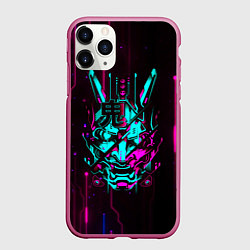 Чехол iPhone 11 Pro матовый Самурай киберпанк цифровой