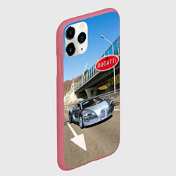 Чехол iPhone 11 Pro матовый Бугатти на трассе, цвет: 3D-малиновый — фото 2