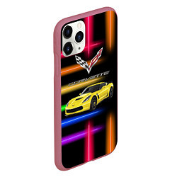 Чехол iPhone 11 Pro матовый Chevrolet Corvette - racing team, цвет: 3D-малиновый — фото 2