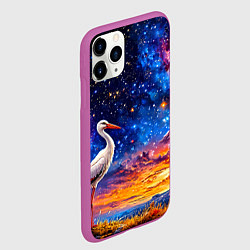 Чехол iPhone 11 Pro матовый Аист и космос, цвет: 3D-фиолетовый — фото 2