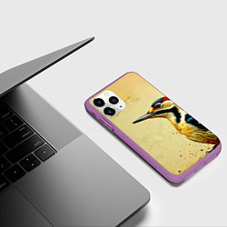 Чехол iPhone 11 Pro матовый Большой дятел, цвет: 3D-фиолетовый — фото 2