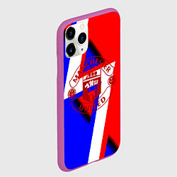 Чехол iPhone 11 Pro матовый Манчестер юнайтед геомтерия, цвет: 3D-фиолетовый — фото 2
