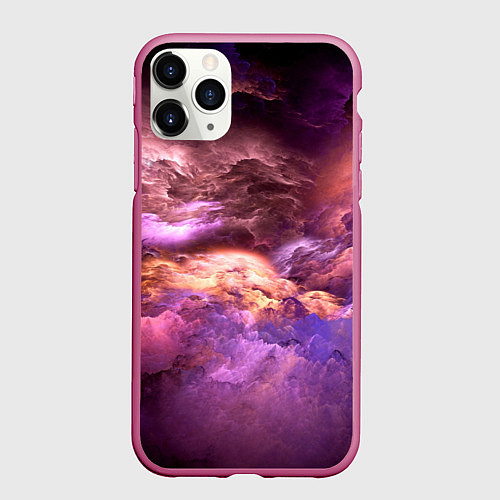 Чехол iPhone 11 Pro матовый Сиреневый туман текстура / 3D-Малиновый – фото 1