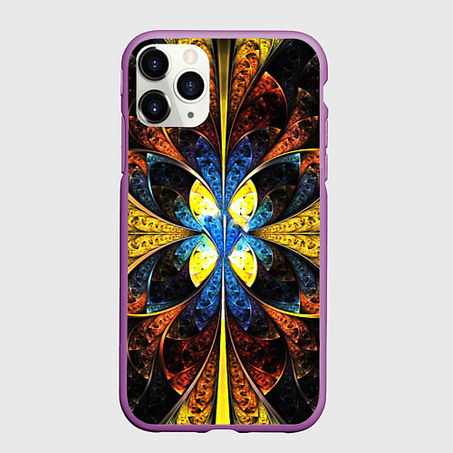 Чехол iPhone 11 Pro матовый Оптические иллюзии текстура / 3D-Фиолетовый – фото 1