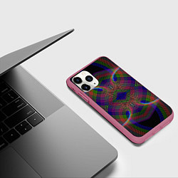 Чехол iPhone 11 Pro матовый Оптические волны текстура, цвет: 3D-малиновый — фото 2