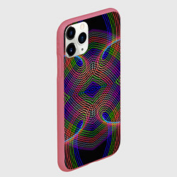 Чехол iPhone 11 Pro матовый Оптические волны текстура, цвет: 3D-малиновый — фото 2