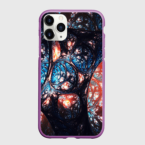Чехол iPhone 11 Pro матовый Абстрактные фракталы узор / 3D-Фиолетовый – фото 1