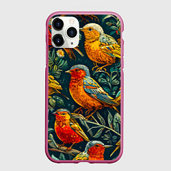 Чехол iPhone 11 Pro матовый Кукушата, цвет: 3D-малиновый