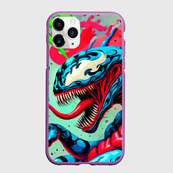 Чехол iPhone 11 Pro матовый Свирепый Веном - граффити, цвет: 3D-фиолетовый