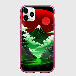 Чехол iPhone 11 Pro матовый Япония красно-зеленая природа