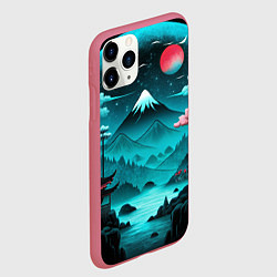 Чехол iPhone 11 Pro матовый Коллаж из природы Японии, цвет: 3D-малиновый — фото 2