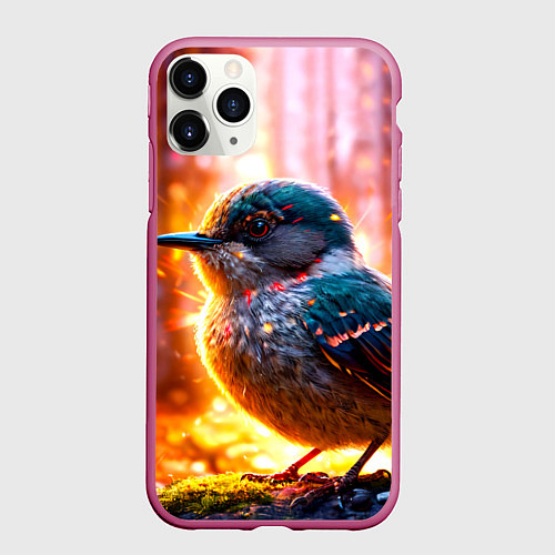 Чехол iPhone 11 Pro матовый Кукушка в искрах / 3D-Малиновый – фото 1