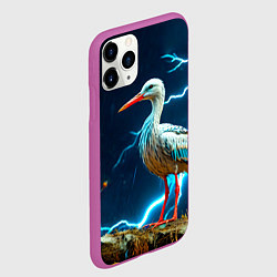 Чехол iPhone 11 Pro матовый Аист и гроза, цвет: 3D-фиолетовый — фото 2