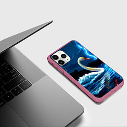 Чехол iPhone 11 Pro матовый Лебедь на пруду в гразу, цвет: 3D-малиновый — фото 2