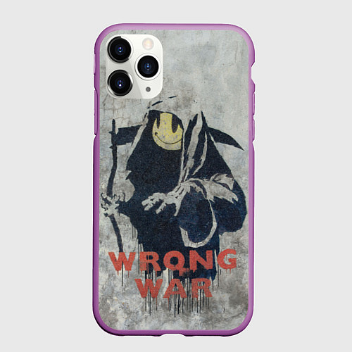 Чехол iPhone 11 Pro матовый Banksy - wrong war / 3D-Фиолетовый – фото 1