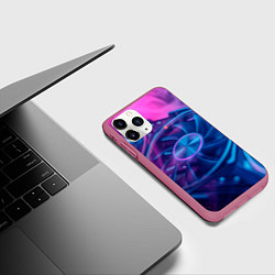 Чехол iPhone 11 Pro матовый Видеокарта RTX неон, цвет: 3D-малиновый — фото 2