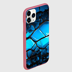 Чехол iPhone 11 Pro матовый Синяя текстура объемных плит, цвет: 3D-малиновый — фото 2