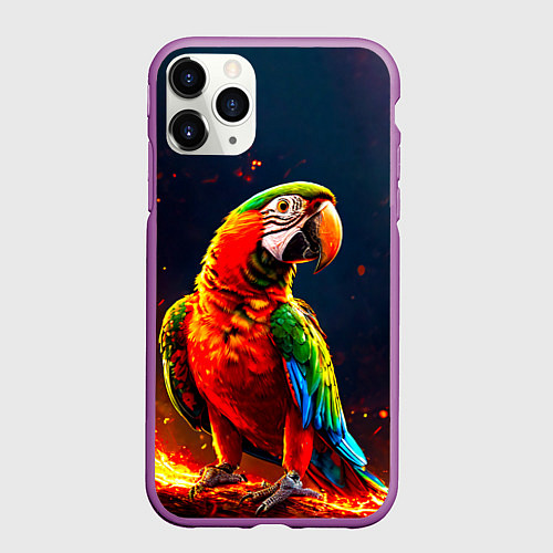 Чехол iPhone 11 Pro матовый Ара в огне / 3D-Фиолетовый – фото 1