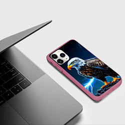 Чехол iPhone 11 Pro матовый Орел и молния, цвет: 3D-малиновый — фото 2