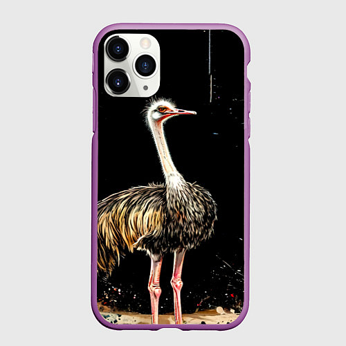 Чехол iPhone 11 Pro матовый Страус / 3D-Фиолетовый – фото 1