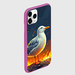 Чехол iPhone 11 Pro матовый Чайка в огне, цвет: 3D-фиолетовый — фото 2