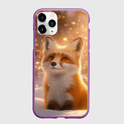 Чехол iPhone 11 Pro матовый Рыжая лисичка в снежном лесу, цвет: 3D-фиолетовый