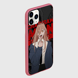 Чехол iPhone 11 Pro матовый Chainsaw man - Power fuck, цвет: 3D-малиновый — фото 2