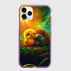 Чехол iPhone 11 Pro матовый Ежик и цыпленок 14 февраля