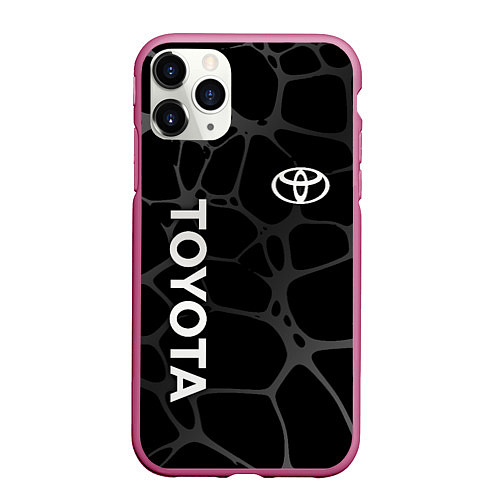 Чехол iPhone 11 Pro матовый Toyota - монохромный аква / 3D-Малиновый – фото 1