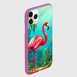 Чехол iPhone 11 Pro матовый Фламинго в джунглях, цвет: 3D-фиолетовый — фото 2