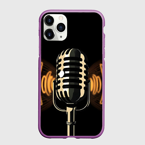 Чехол iPhone 11 Pro матовый Микрофон и звук / 3D-Фиолетовый – фото 1