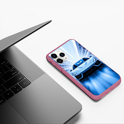 Чехол iPhone 11 Pro матовый Спорткар на скорости, цвет: 3D-малиновый — фото 2