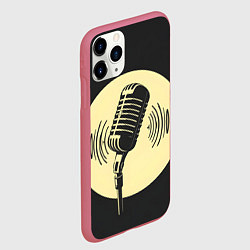 Чехол iPhone 11 Pro матовый Микрофон на черном фоне, цвет: 3D-малиновый — фото 2
