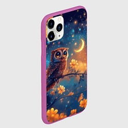 Чехол iPhone 11 Pro матовый Сова на ветке, цвет: 3D-фиолетовый — фото 2