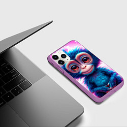 Чехол iPhone 11 Pro матовый Неоновая обезьянка, цвет: 3D-фиолетовый — фото 2