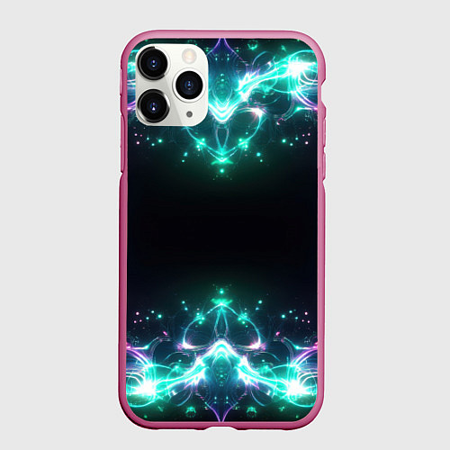 Чехол iPhone 11 Pro матовый Блестки света - текстура / 3D-Малиновый – фото 1