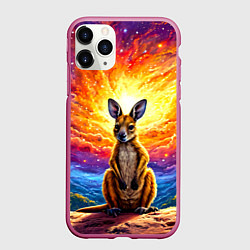 Чехол iPhone 11 Pro матовый Кенгуру в космосе