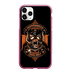 Чехол iPhone 11 Pro матовый Motorhead england, цвет: 3D-малиновый