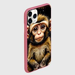Чехол iPhone 11 Pro матовый Малыш макаки, цвет: 3D-малиновый — фото 2
