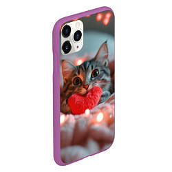 Чехол iPhone 11 Pro матовый Котик с сердечком, цвет: 3D-фиолетовый — фото 2