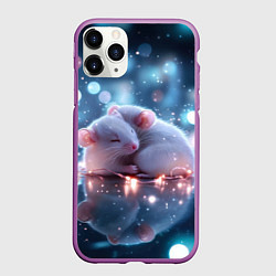 Чехол iPhone 11 Pro матовый Милые влюбленные мышки