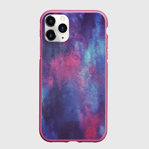 Чехол iPhone 11 Pro матовый Тай-дай космос / 3D-Малиновый – фото 1
