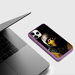 Чехол iPhone 11 Pro матовый Mortal kombat Scorpion - кто следующий, цвет: 3D-фиолетовый — фото 2
