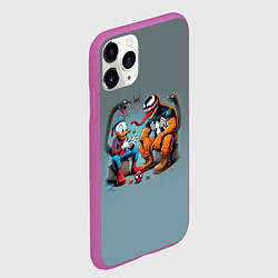 Чехол iPhone 11 Pro матовый Two dudes - Venom and Spider-Duck, цвет: 3D-фиолетовый — фото 2