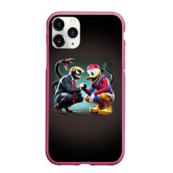 Чехол iPhone 11 Pro матовый Venom-Trump and Spider-Duck meme, цвет: 3D-малиновый