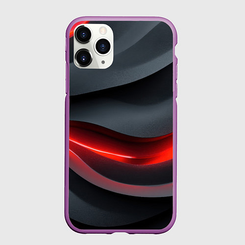 Чехол iPhone 11 Pro матовый Плавная красно-черная текстура / 3D-Фиолетовый – фото 1
