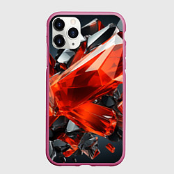 Чехол iPhone 11 Pro матовый Красные алмазы и черные камни