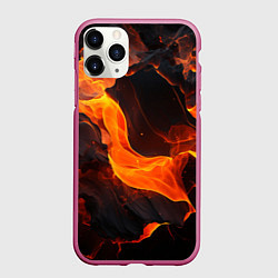 Чехол iPhone 11 Pro матовый Огонь и лава - текстура, цвет: 3D-малиновый