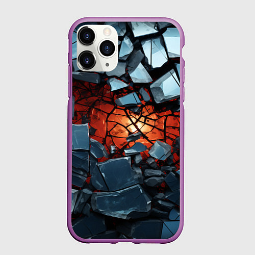 Чехол iPhone 11 Pro матовый Разбиты камни в текстуре / 3D-Фиолетовый – фото 1