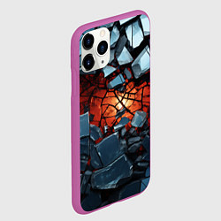 Чехол iPhone 11 Pro матовый Разбиты камни в текстуре, цвет: 3D-фиолетовый — фото 2